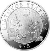 Lithuania 50 Litu 475th Anniversary of the First Statute of Lithuania 2004 Proof KM# 140 LIETUVOS STATUTUI 475 coin reverse