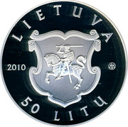 Lithuania 50 Litu Birzai Castle 2010 Proof KM# 170 LIETUVA 2010 LMK 50 LITŲ coin obverse Lithuania 50 Litu Birzai Castle 2010 Proof KM# 170 LIETUVA 2010 LMK 50 LITŲ coin obverse
