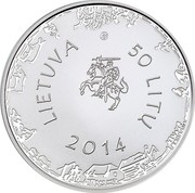 Lithuania 50 Litu Kristijonas Donelaitis 2014 Proof KM# 204 LIETUVA 50 LITU 2014 coin obverse Lithuania 50 Litu Kristijonas Donelaitis 2014 Proof KM# 204 LIETUVA 50 LITU 2014 coin obverse