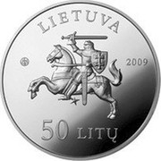 Lithuania 50 Litu Lithuanian nature - Silene lithuanica 2009 LMK Proof KM# 165 LIETUVA LMK 2009 50 LITŲ coin obverse