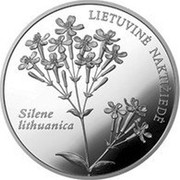 Lithuania 50 Litu Lithuanian nature - Silene lithuanica 2009 LMK Proof KM# 165 LIETUVINĖ NAKTIŽIEDĖ SILENE LITHUANICA coin reverse
