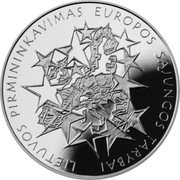 Lithuania 50 Litu Lithuania's Presidency of the Council of the European Union 2013 Proof KM# 196 LIETUVOS PIRMININKAVIMAS EUROPOS SĄJUNGOS TARYBAI coin reverse Lithuania 50 Litu Lithuania's Presidency of the Council of the European Union 2013 Proof KM# 196 LIETUVOS PIRMININKAVIMAS EUROPOS SĄJUNGOS TARYBAI coin reverse