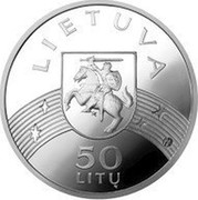 Lithuania 50 Litu New Millennium 2000 Proof KM# 128 LIETUVA LMK 50 LITŲ coin obverse
