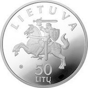 Lithuania 50 Litu Trakai Island Castle 2002 Proof KM# 133 LIETUVA LMK 50 LITŲ coin obverse Lithuania 50 Litu Trakai Island Castle 2002 Proof KM# 133 LIETUVA LMK 50 LITŲ coin obverse