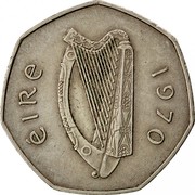 Ireland 50 Pence 1970 KM# 24 Decimal Coinage ÉIRE 1977 coin obverse Ireland 50 Pence 1970 KM# 24 Decimal Coinage ÉIRE 1977 coin obverse