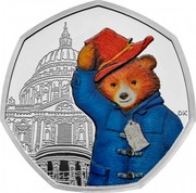 UK 50 Pence Paddington Bear waving (Colored) 2019 Proof PLEASE LOOK AFTER THIS BEAR THANK YOU DK coin reverse