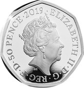 UK 50 Pence Stephen Hawking 2019 Proof ELIZABETH II D G REG F D 50 PENCE 2019 J.C coin obverse UK 50 Pence Stephen Hawking 2019 Proof ELIZABETH II D G REG F D 50 PENCE 2019 J.C coin obverse