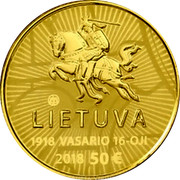 Lithuania 50 € Signatories 2018 Proof VALSTYBĖS ATKŪRIMAS 100 coin reverse Lithuania 50 € Signatories 2018 Proof VALSTYBĖS ATKŪRIMAS 100 coin reverse