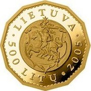 Lithuania 500 Litu Palace of the Rulers of the Grand Duchy of Lithuania 2005 Proof KM# 146 LIETUVA 500 LITŲ LMK 2005 coin obverse Lithuania 500 Litu Palace of the Rulers of the Grand Duchy of Lithuania 2005 Proof KM# 146 LIETUVA 500 LITŲ LMK 2005 coin obverse