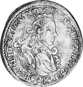 Lithuania 6 Groszy (August II) KM# 66 AUGUST II D G REX POLM DLIT RELCSAX coin obverse Lithuania 6 Groszy (August II) KM# 66 AUGUST II D G REX POLM DLIT RELCSAX coin obverse