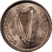 Ireland 6 Pence 1935 KM# 5 Sterling Coinage SAORSTAT ÉIREANN 19 28 coin obverse Ireland 6 Pence 1935 KM# 5 Sterling Coinage SAORSTAT ÉIREANN 19 28 coin obverse