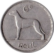 Ireland 6 Pence 1940 KM# 13 Republic 6D REUL coin reverse Ireland 6 Pence 1940 KM# 13 Republic 6D REUL coin reverse