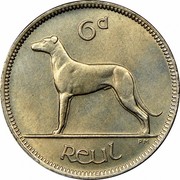 Ireland 6 Pence 1947 KM# 13a Republic 6D REUL PM coin reverse Ireland 6 Pence 1947 KM# 13a Republic 6D REUL PM coin reverse