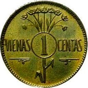 Lithuania Centas Pattern of KM#71 ND (1925) KM# TS2 coin obverse Lithuania Centas Pattern of KM#71 ND (1925) KM# TS2 coin obverse