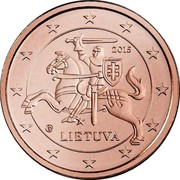 Lithuania Euro Cent Vytis 2015 LMK KM# 205 2015 LIETUVA coin obverse Lithuania Euro Cent Vytis 2015 LMK KM# 205 2015 LIETUVA coin obverse