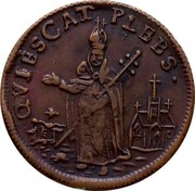 Ireland Farthing St. Patrick (1678) KM# 86.1 QVIESCAT PLEBS coin obverse