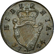 Ireland Farthing Hibernia 1744 KM# 131 HIBERNIA 1744 coin reverse Ireland Farthing Hibernia 1744 KM# 131 HIBERNIA 1744 coin reverse