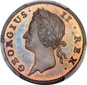 Ireland Farthing George II 1737 KM# 126a GEORGIUS II REX coin obverse Ireland Farthing George II 1737 KM# 126a GEORGIUS II REX coin obverse
