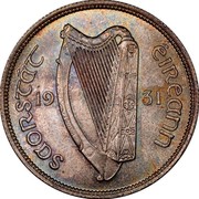 Ireland Florin 1931 KM# 7 Sterling Coinage SAORSTÁT ÉIREANN 19 33 coin obverse Ireland Florin 1931 KM# 7 Sterling Coinage SAORSTÁT ÉIREANN 19 33 coin obverse