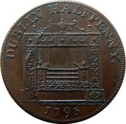 Ireland Halfpenny Dublin - Parker's 1795 KM# TTN2 DUBLIN HALFPENNY. 1795 coin reverse Ireland Halfpenny Dublin - Parker's 1795 KM# TTN2 DUBLIN HALFPENNY. 1795 coin reverse