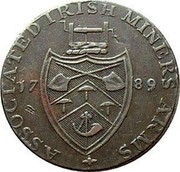 Ireland Halfpenny (Wicklow - Cronebane) ASSOCIATED IRISH MINERS ARMS 17 89 coin reverse Ireland Halfpenny (Wicklow - Cronebane) ASSOCIATED IRISH MINERS ARMS 17 89 coin reverse