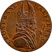 Ireland Halfpenny (Wicklow - Cronebane Miners Arms) CRONEBANE HALFPENNY coin obverse Ireland Halfpenny (Wicklow - Cronebane Miners Arms) CRONEBANE HALFPENNY coin obverse