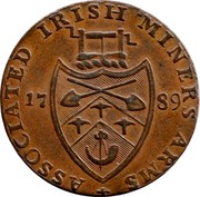 Ireland Halfpenny (Wicklow - Cronebane Miners Arms) ASSOCIATED IRISH MINERS’ ARMS 17 89 coin reverse Ireland Halfpenny (Wicklow - Cronebane Miners Arms) ASSOCIATED IRISH MINERS’ ARMS 17 89 coin reverse
