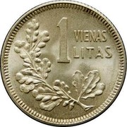 Lithuania Litas 1925 KM# 76 Republic 1 VIENAS LITAS coin reverse Lithuania Litas 1925 KM# 76 Republic 1 VIENAS LITAS coin reverse
