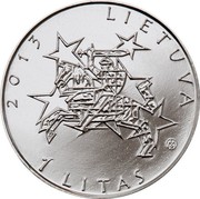 Lithuania Litas Lithuania’s Presidency of the Council of the European Union 2013 KM# 182 2013 LIETUVA LMK 1 LITAS coin obverse Lithuania Litas Lithuania’s Presidency of the Council of the European Union 2013 KM# 182 2013 LIETUVA LMK 1 LITAS coin obverse