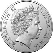 Australia One Dollar 50 Years Moondlanding 2019 ELIZABETH II AUSTRALIA 2019 IRB coin obverse Australia One Dollar 50 Years Moondlanding 2019 ELIZABETH II AUSTRALIA 2019 IRB coin obverse