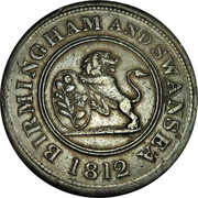 UK One Penny Birmingham & Swansea - Rose Copper Co 1812  BIRMINGHAM AND SWANSEA 1812 coin obverse UK One Penny Birmingham & Swansea - Rose Copper Co 1812  BIRMINGHAM AND SWANSEA 1812 coin obverse