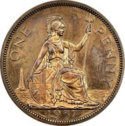 UK One Penny Edward VIII (Pattern) 1937 Proof KM# Pn124 ONE PENNY 1937 coin reverse UK One Penny Edward VIII (Pattern) 1937 Proof KM# Pn124 ONE PENNY 1937 coin reverse