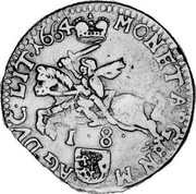 Lithuania Ort (18 Groszy) John II Casimir 1664 TLB KM# 53 MONETA GENM AG DVC LIT 1664 18 coin reverse Lithuania Ort (18 Groszy) John II Casimir 1664 TLB KM# 53 MONETA GENM AG DVC LIT 1664 18 coin reverse