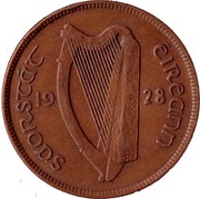 Ireland Penny 1928 KM# 3 Sterling Coinage SAORSTÁT EIREANN 19 28 coin obverse Ireland Penny 1928 KM# 3 Sterling Coinage SAORSTÁT EIREANN 19 28 coin obverse