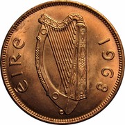 Ireland Penny 1968 Proof KM# 11 Republic ÉIRE 1968 coin obverse
