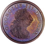 Ireland Penny George III 1805 Restrike. Proof KM# 148.2b GERGIUS III∙D:G∙REX. coin obverse Ireland Penny George III 1805 Restrike. Proof KM# 148.2b GERGIUS III∙D:G∙REX. coin obverse