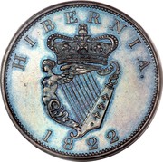 Ireland Penny George IV 1822 KM# 151 HIBERNIA. 1822 coin reverse Ireland Penny George IV 1822 KM# 151 HIBERNIA. 1822 coin reverse