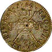 Ireland Shilling George II 1689 Proof, Aug KM# 94a IACOBVS • II • DEI • GRATIA • coin reverse Ireland Shilling George II 1689 Proof, Aug KM# 94a IACOBVS • II • DEI • GRATIA • coin reverse