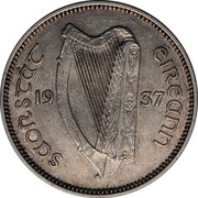 Ireland Shilling 1937 KM# 6 Sterling Coinage SAORSTÀT ÉIREANN 19 37 coin obverse Ireland Shilling 1937 KM# 6 Sterling Coinage SAORSTÀT ÉIREANN 19 37 coin obverse