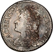 Ireland Sixpence James II Gun Money 1689 Proof, Feb KM# 93a IACOBVS ∙II∙ DEI∙GRATIA coin obverse Ireland Sixpence James II Gun Money 1689 Proof, Feb KM# 93a IACOBVS ∙II∙ DEI∙GRATIA coin obverse