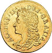 Ireland Sixpence James II Gun Money 1689 Proof, Feb, Gold strikings not contemporary KM# 93b IACOBVS II DEI GRATIA coin obverse Ireland Sixpence James II Gun Money 1689 Proof, Feb, Gold strikings not contemporary KM# 93b IACOBVS II DEI GRATIA coin obverse