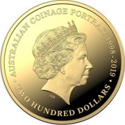 Australia Two Hundred Dollars Australian Coinage Portrait 2019 AUSTRALIAN COINAGE PORTAIT 1998-2019 IRB • TWO HUNDRED DOLLARS • coin reverse Australia Two Hundred Dollars Australian Coinage Portrait 2019 AUSTRALIAN COINAGE PORTAIT 1998-2019 IRB • TWO HUNDRED DOLLARS • coin reverse