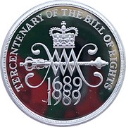 UK Two Pounds Bill of Rights. Piedfort 1989 Proof KM# P10 TERCENTENARY OF THE BILL OF RIGHTS WM 1689 1989 coin reverse UK Two Pounds Bill of Rights. Piedfort 1989 Proof KM# P10 TERCENTENARY OF THE BILL OF RIGHTS WM 1689 1989 coin reverse