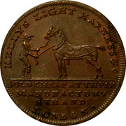 UK 1/2 Penny Middlesex - Kelly's Saddlery ND  KELLY’S LIGHT HARNESS &c SOLD CHEAP AT THEIR MANUFACTORY STRAND LONDON coin obverse UK 1/2 Penny Middlesex - Kelly's Saddlery ND  KELLY’S LIGHT HARNESS &c SOLD CHEAP AT THEIR MANUFACTORY STRAND LONDON coin obverse