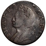 UK 1/2 Penny Shakespeare - Rule Britannia 1771  SHAKES PEARE * coin obverse UK 1/2 Penny Shakespeare - Rule Britannia 1771  SHAKES PEARE * coin obverse