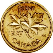 Canada 1 Cent George VI Specimen Pattern Thick planchet 1937 KM# TS5 1 CENT 1937 CANADA coin reverse Canada 1 Cent George VI Specimen Pattern Thick planchet 1937 KM# TS5 1 CENT 1937 CANADA coin reverse