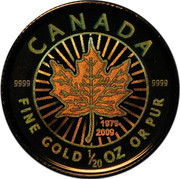 Canada 1 Dollar 30th Anniversary Gold Maple Leaf Hologram 2009 Proof 9999 9999 CANADA FINE GOLD 1/20 OZ OR PUR 1979 2009 coin reverse Canada 1 Dollar 30th Anniversary Gold Maple Leaf Hologram 2009 Proof 9999 9999 CANADA FINE GOLD 1/20 OZ OR PUR 1979 2009 coin reverse