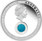 Australia 1 Dollar Turquoise 2015 P Proof ELIZABETH II AUSTRALIA 1 OZ 999 SILVER 2015 1 DOLLAR coin obverse