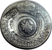 Russia 1 Yefimok Alexey Mikhailovich (Countermarked over Austria Hall Mint Taler 1613) 1655  ET • CARN : MAG : PRVS : ADMI : COMES : HAB : ET : TIROLIS 1655 coin obverse Russia 1 Yefimok Alexey Mikhailovich (Countermarked over Austria Hall Mint Taler 1613) 1655  ET • CARN : MAG : PRVS : ADMI : COMES : HAB : ET : TIROLIS 1655 coin obverse