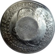 Russia 1 Yefimok Alexey Mikhailovich (Countermarked over Austria Hall Mint Taler 1613) 1655  MAXIMILIANVS : D G : ARCH : AV : DVX : BVRG : STIR : CARINTH coin reverse Russia 1 Yefimok Alexey Mikhailovich (Countermarked over Austria Hall Mint Taler 1613) 1655  MAXIMILIANVS : D G : ARCH : AV : DVX : BVRG : STIR : CARINTH coin reverse